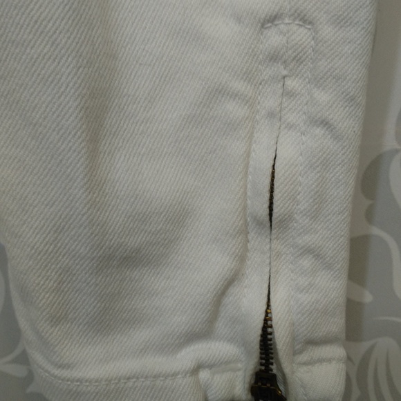 American Apparel White High Waisted Skinny Jeans Size 26 Ankle Zip Cotton - Picture 4 of 8